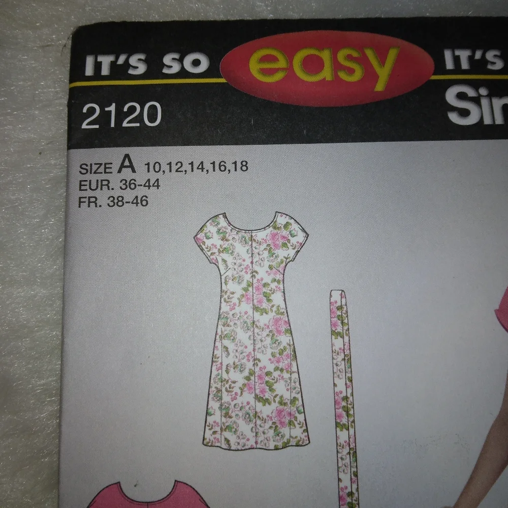 SIMPLICITY 2120 Sz 10-18 Misses dress abd scarf, and EASY Pattern